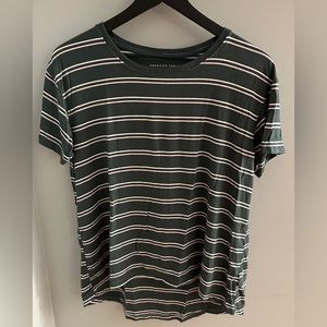 Oversized American Eagle Green Striped T-Shirt (S)